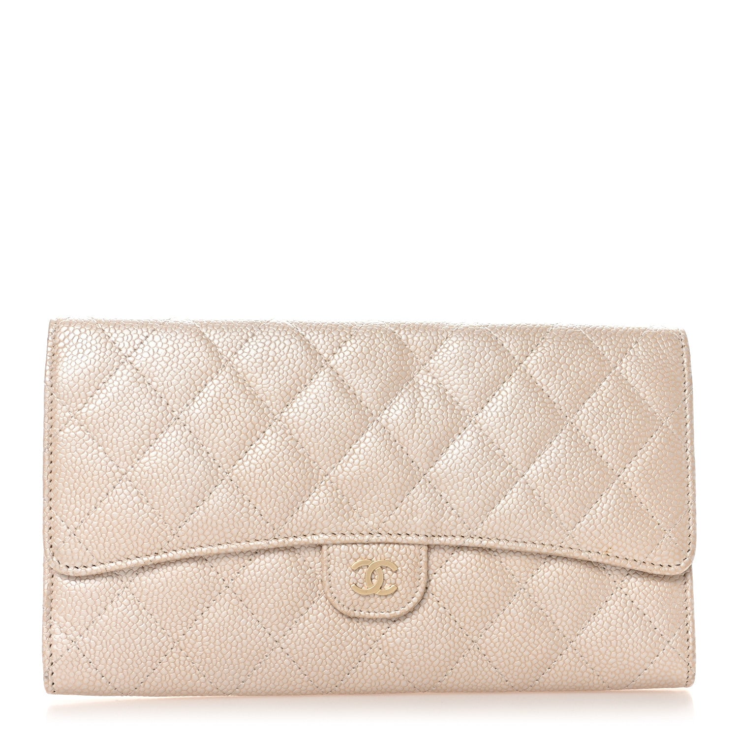 Chanel Iridescent Caviar Quilted Travel Wallet Beige 1 of 9