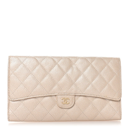 Chanel Iridescent Caviar Quilted Travel Wallet Beige 1 of 9