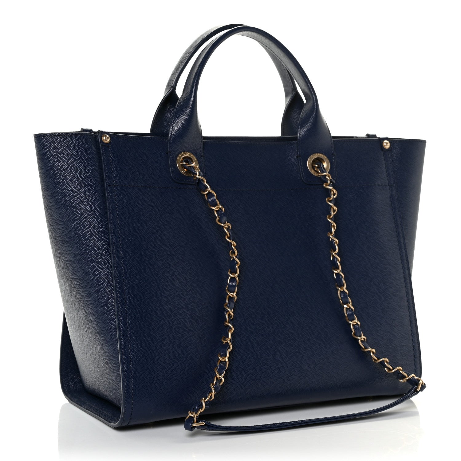 Chanel Caviar Small Studded Deauville Tote Navy 3 of 11