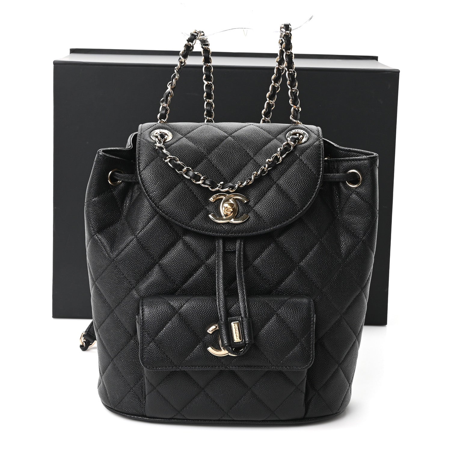 Pre-loved Chanel 2024 Black Caviar 'Urban Spirit' Backpack