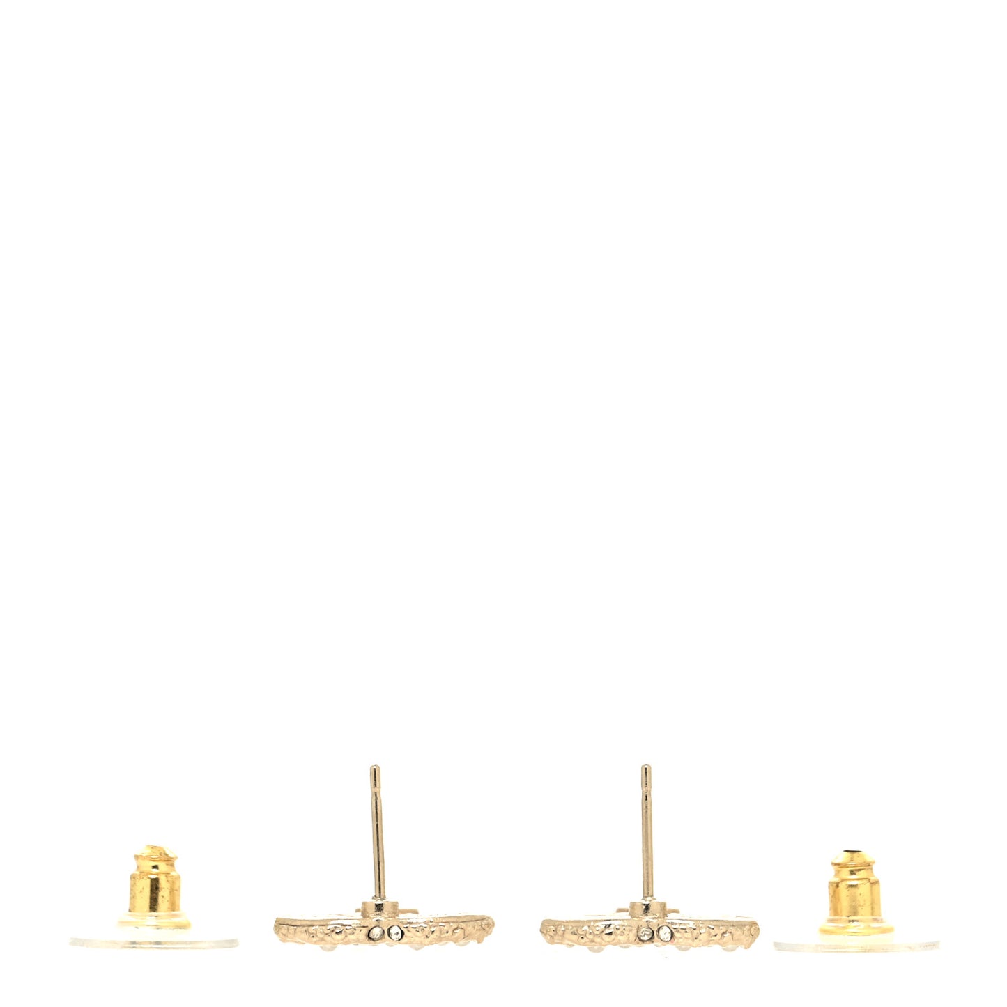Metal Graduated Pearl Crystal CC Earrings Light Gold