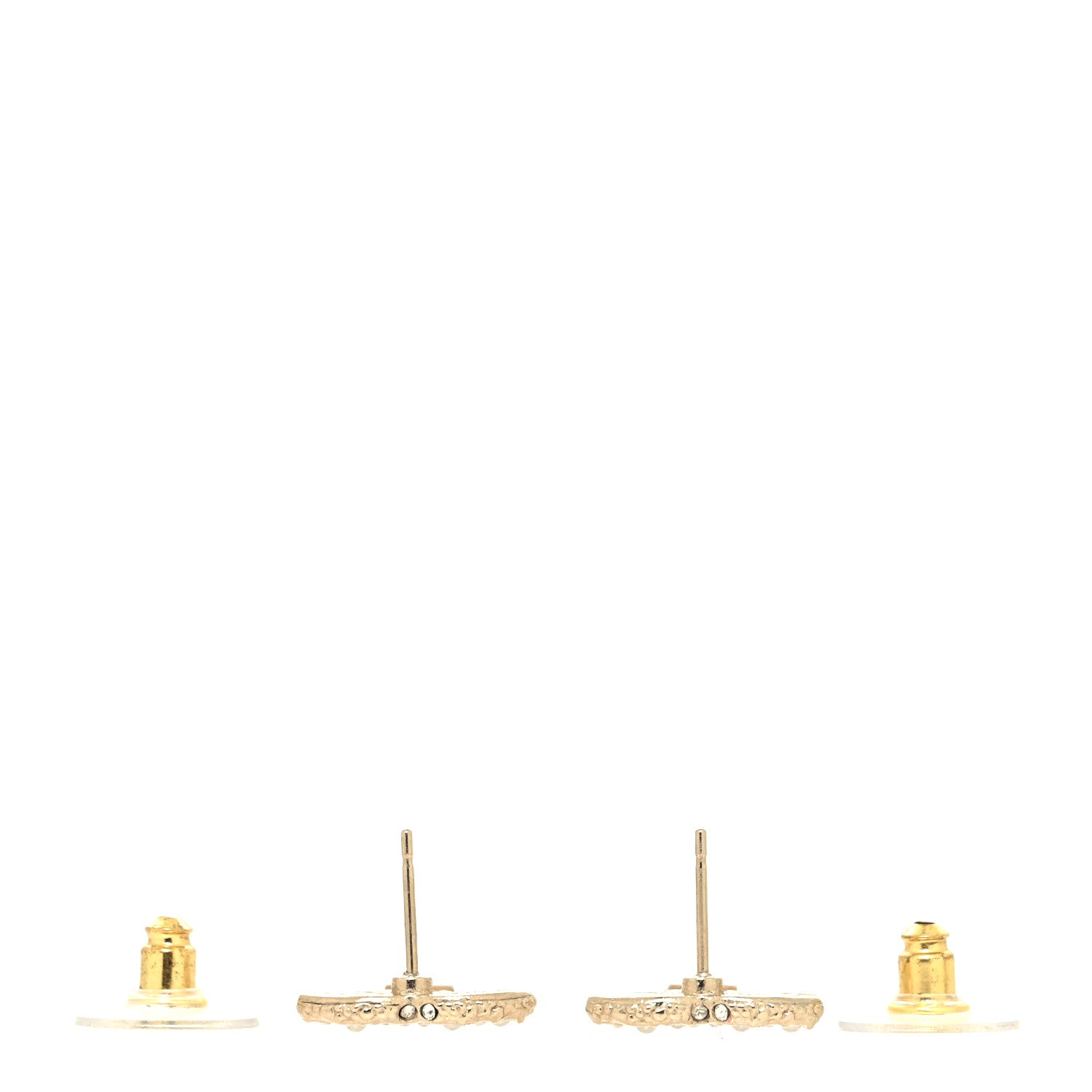 Chanel Metal Graduated Pearl Crystal CC Earrings Light Gold 3 of 4