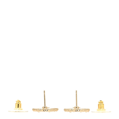 Chanel Metal Graduated Pearl Crystal CC Earrings Light Gold 3 of 4