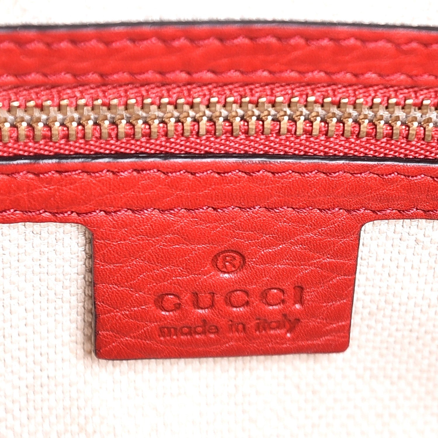 Gucci Pebbled Calfskin Small Soho Top Handle Bag Tabasco Red 7 of 8