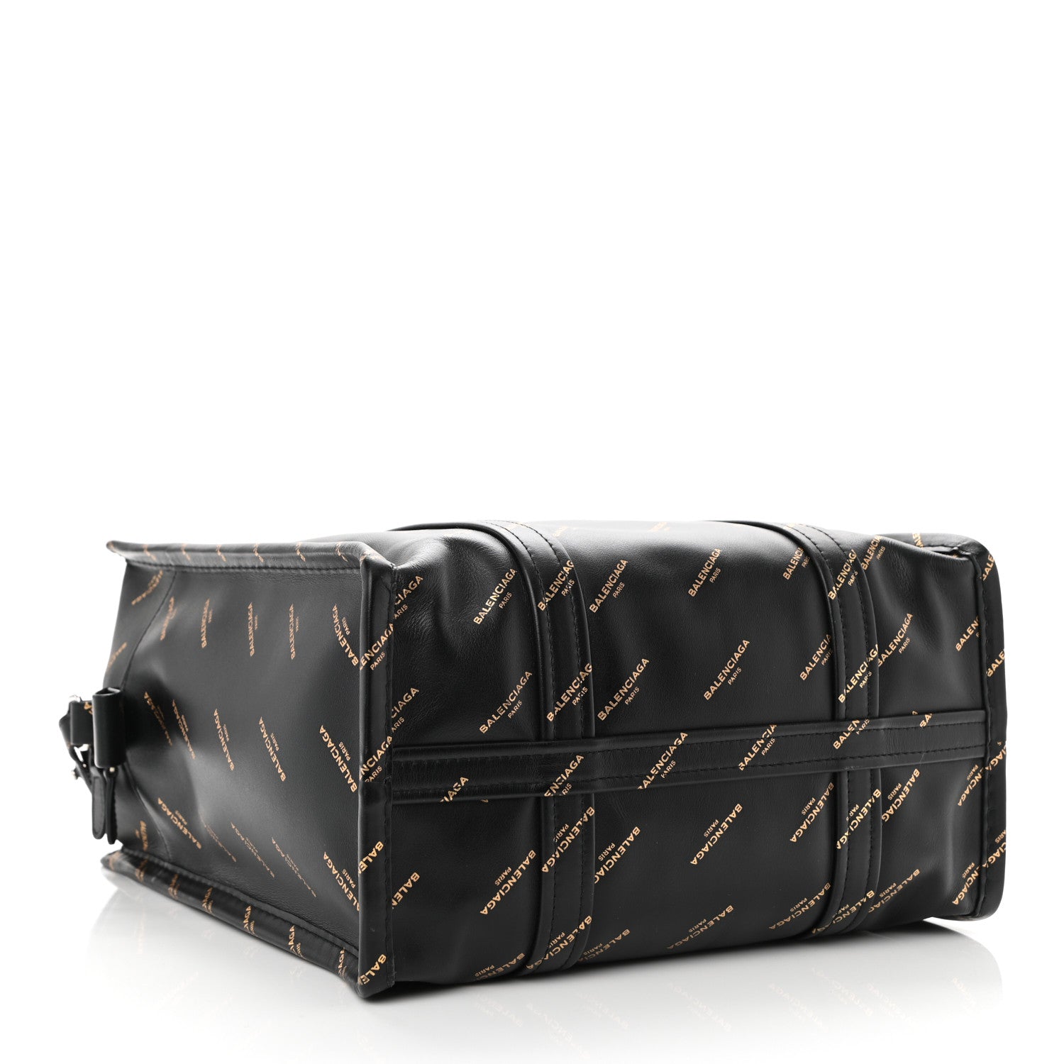 Balenciaga Calfskin Allover Logo Small Bazar Shopper Tote Black Gold 4 of 10