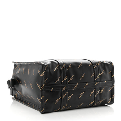 Balenciaga Calfskin Allover Logo Small Bazar Shopper Tote Black Gold 4 of 10