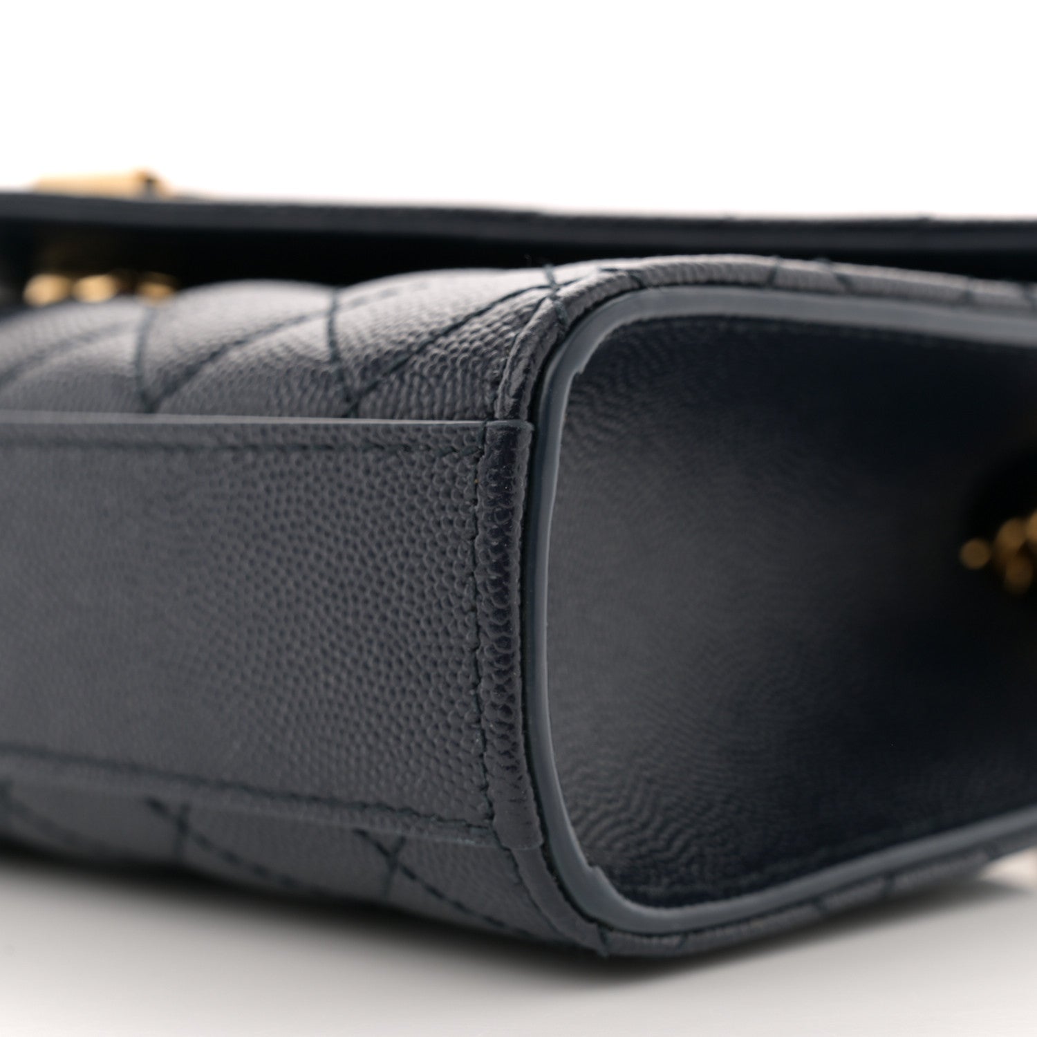 Saint Laurent Grain De Poudre Textured Mixed Matelasse Triquilt Small Monogram Satchel Blue 10 of 10