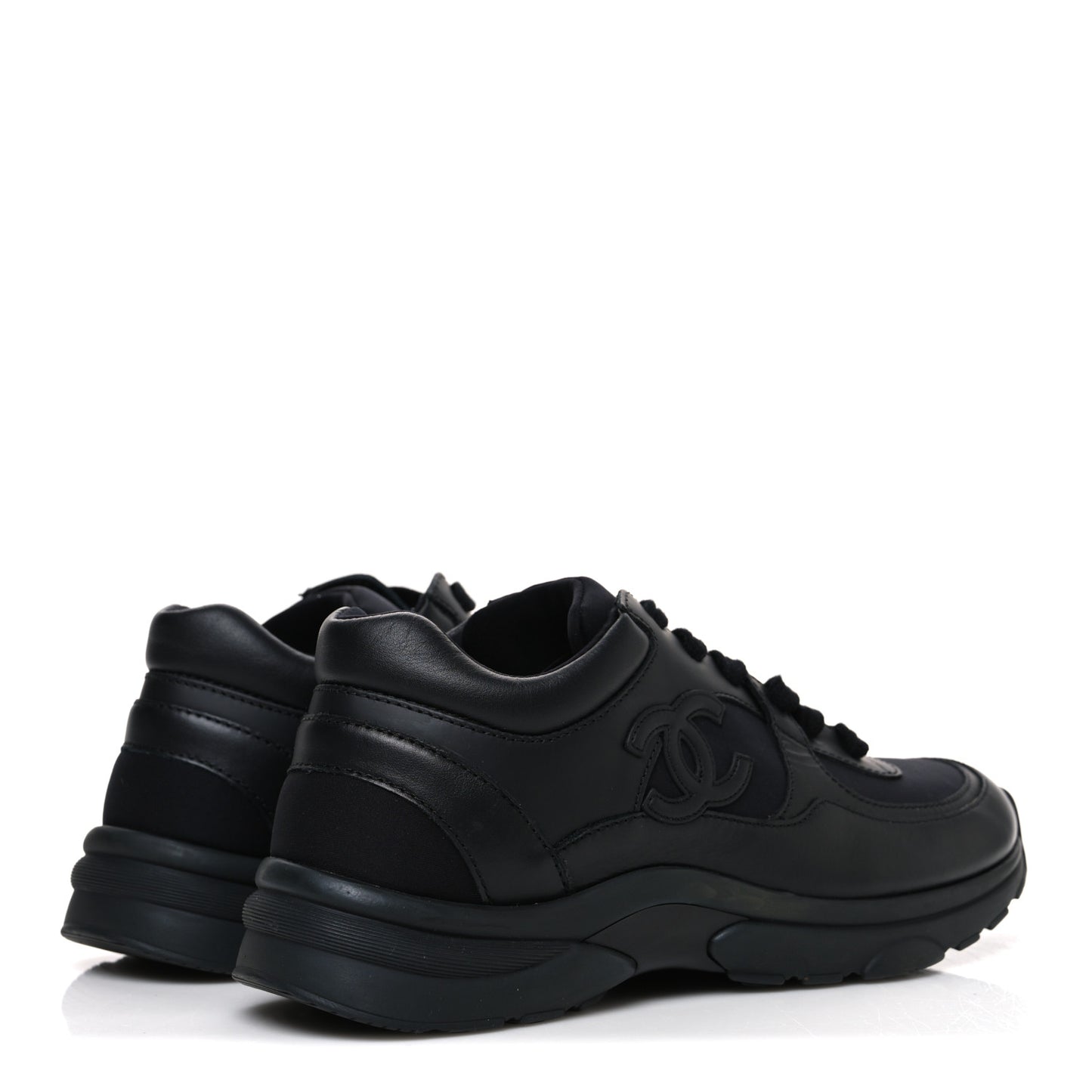 Lambskin Fabric CC Sneakers 36.5 Black