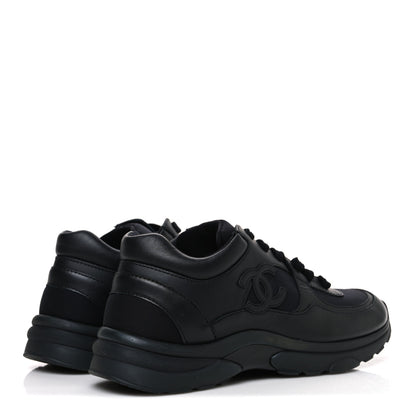 Chanel Lambskin Fabric CC Sneakers 36.5 Black 5 of 10