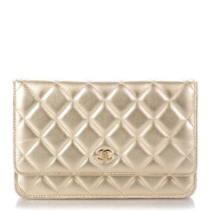 Chanel Metallic Lambskin Wallet On Chain WOC Gold 2 of 16
