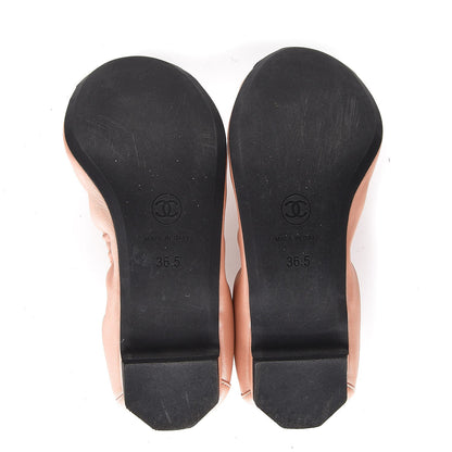 Chanel Lambskin Suede CC Elastic Cap Toe Ballerina Flats 36.5 Pink Black 5 of 7