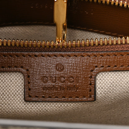 Gucci GG Supreme Monogram Azalea Calfskin Small Retro Interlocking G Tote Bag Beige Ebony Brown Sugar 6 of 9