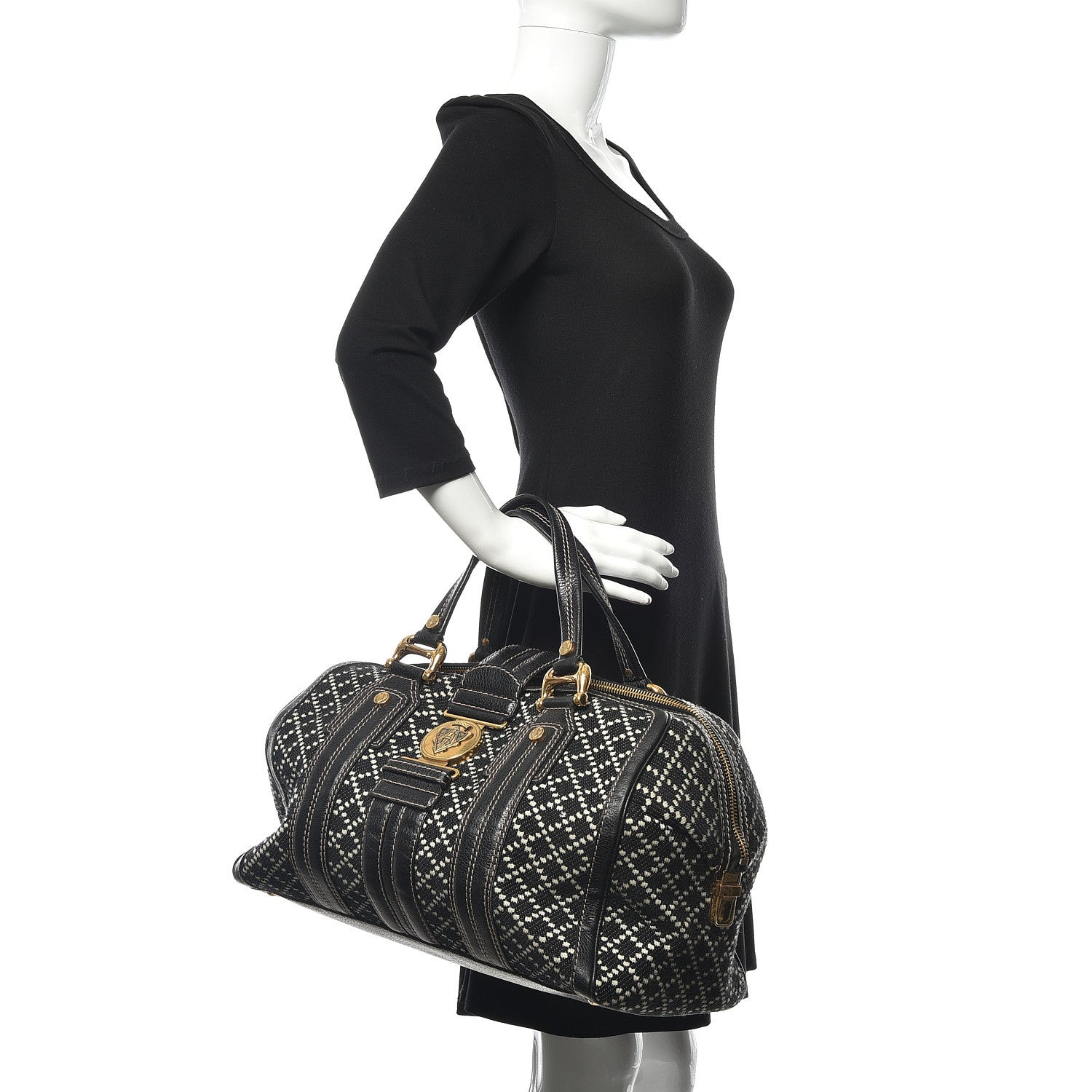 Gucci Diamante Calfskin Large Aviatrix Boston Black 2 of 16