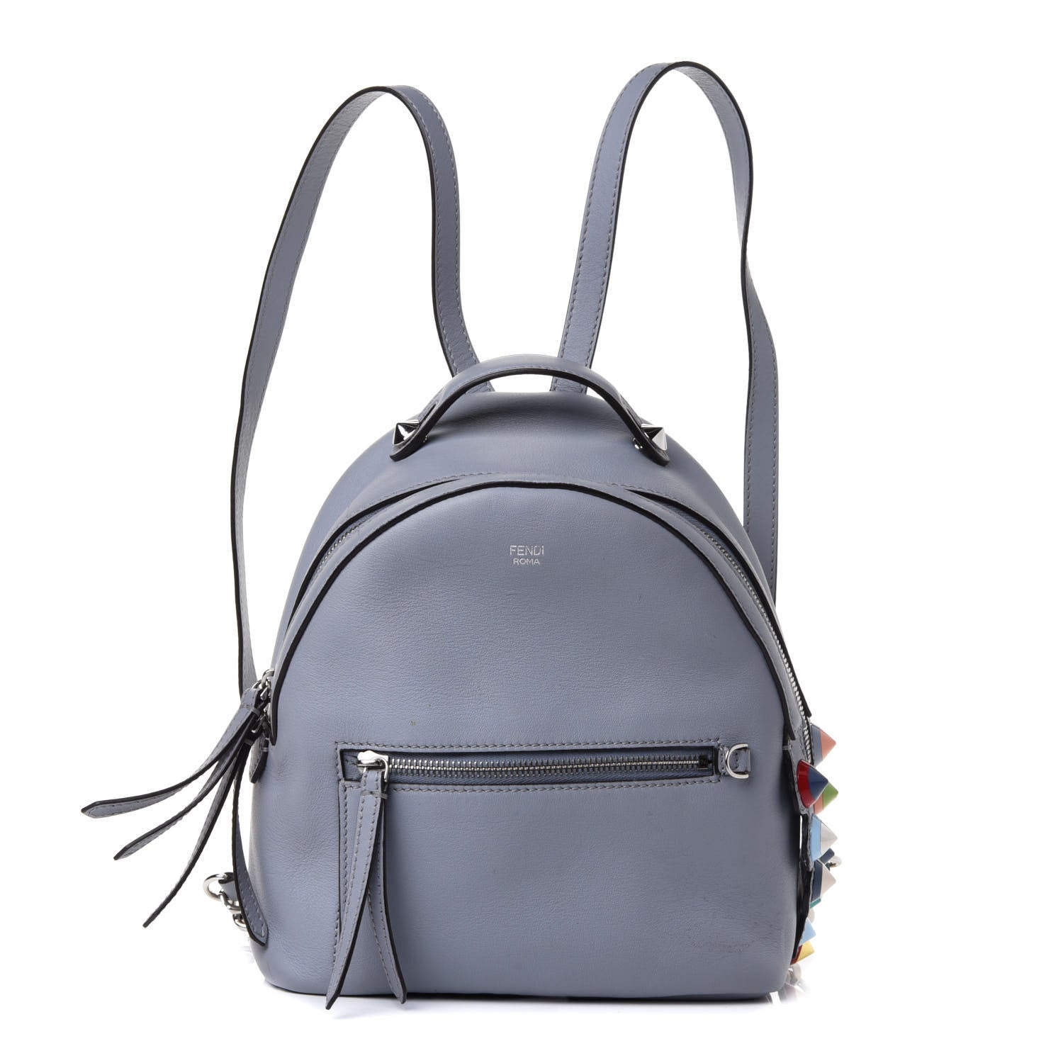 Fendi Vitello Dolce Studded Croc Tail Mini Backpack Grey 1 of 4