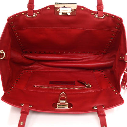 Valentino Garavani Vitello Monochrome Small Rockstud All Over Tote Rosso Valentino 8 of 10
