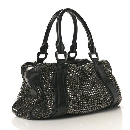 Burberry Prorsum Calfskin Studded Knight Satchel Black 3 of 10