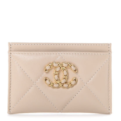 Chanel Goatskin Quilted 19 Card Holder Beige 1 of 7