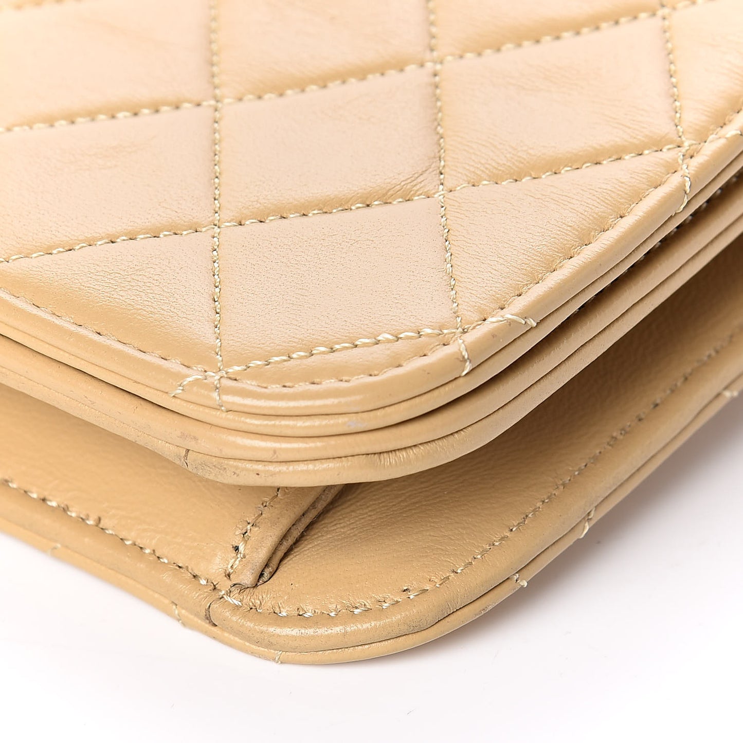 Lambskin Quilted Medium Single Flap Beige