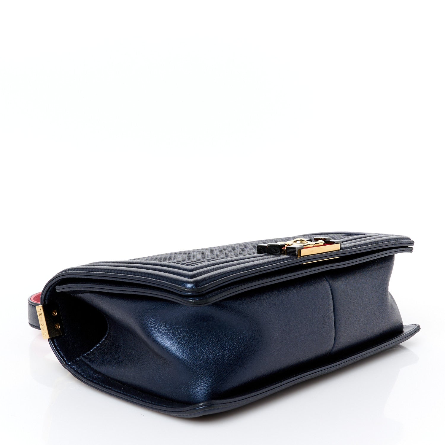 Chanel Lambskin Embossed Medium Boy Cube Flap Navy 4 of 10