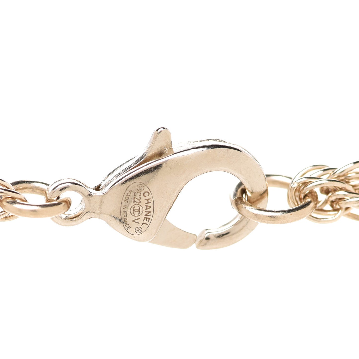 Pearl CC Round Pendant Necklace Gold