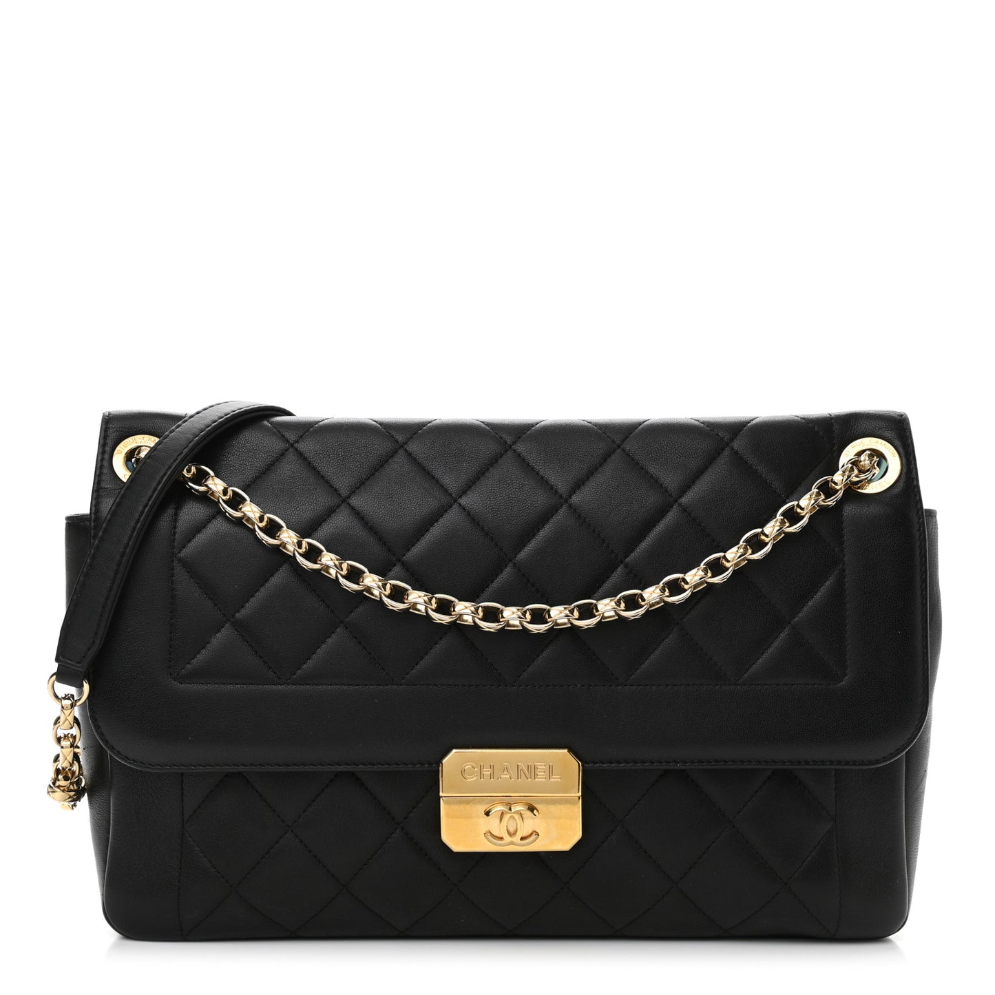 Lambskin Quilted Large Chic With Me Flap Black