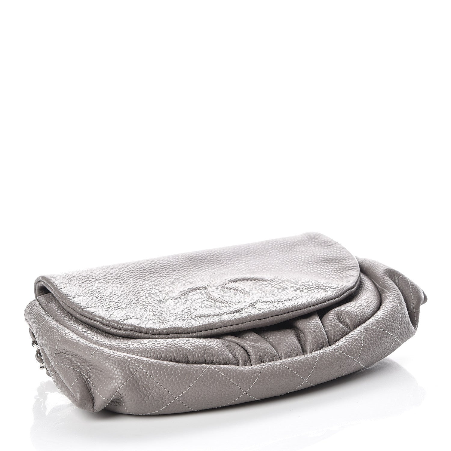 Chanel Caviar Half Moon Wallet On Chain WOC Light Grey 4 of 11