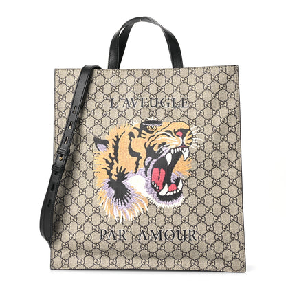 Gucci GG Supreme Monogram L'Aveugle Par Amour Print Vertical Tote Black 1 of 10