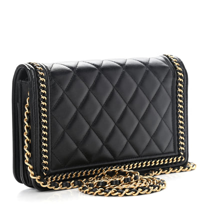 Chanel Calfskin Quilted Chain Around Boy Wallet On Chain WOC Black 3 of 11