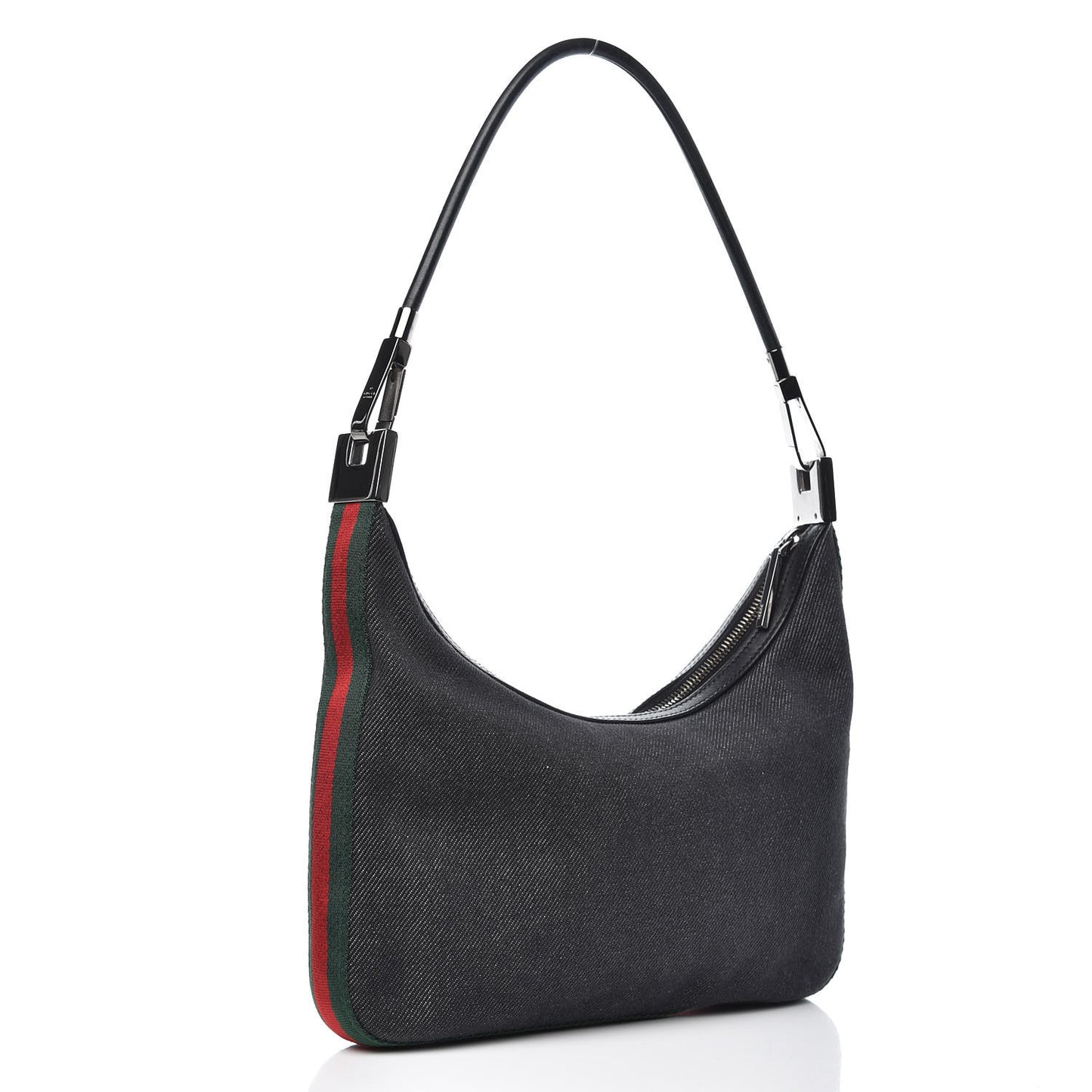 Denim Web Small Clasp Hobo Black
