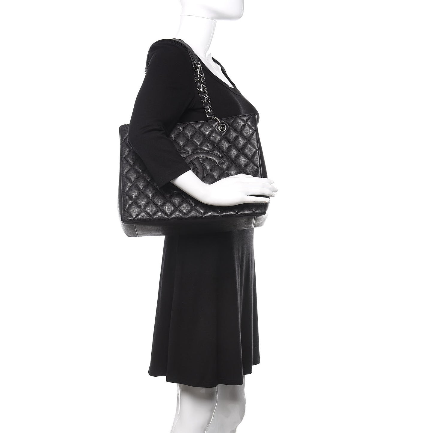 Caviar Quilted Grand Shopping Tote GST Black
