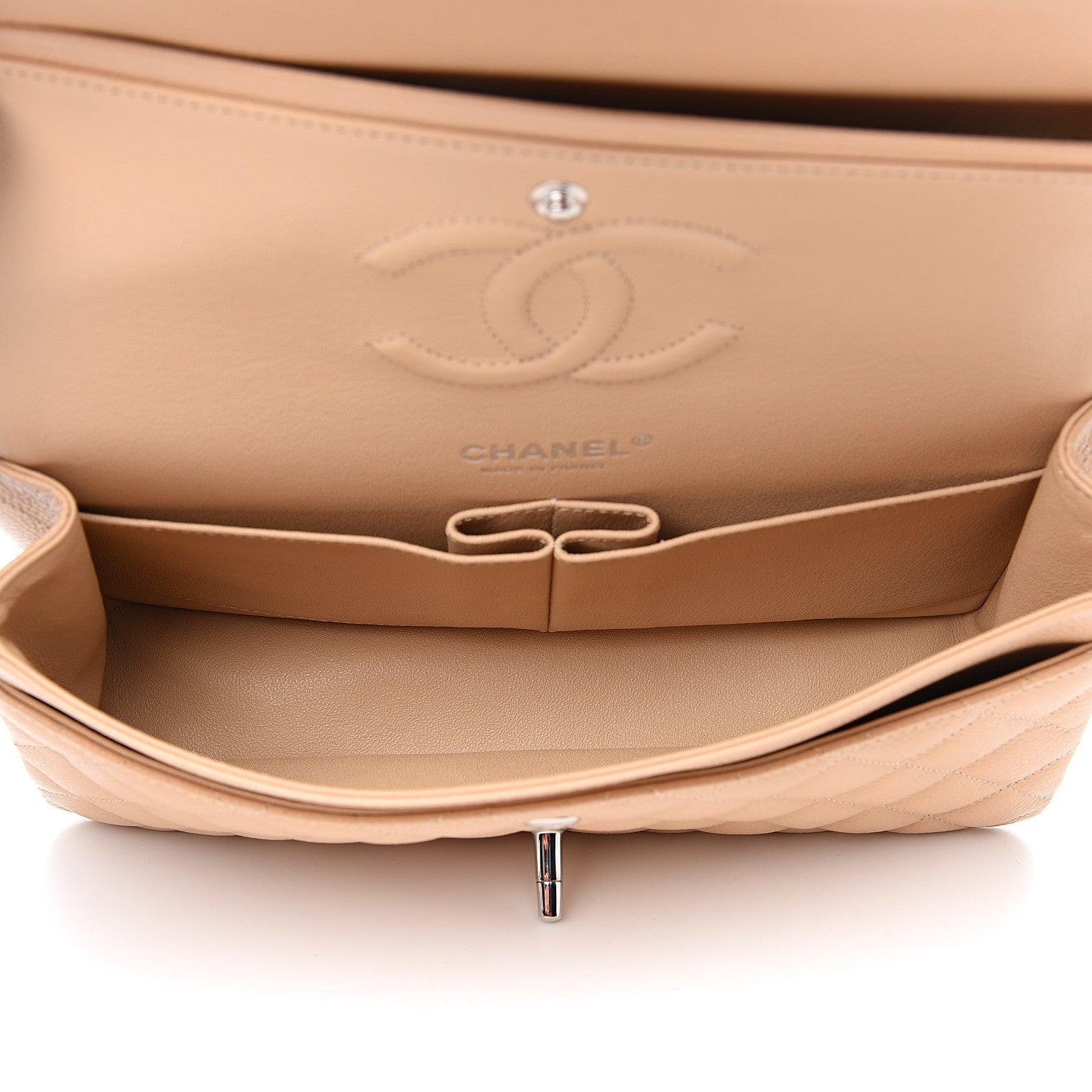 Chanel Caviar Quilted Medium Double Flap Beige 4 of 9