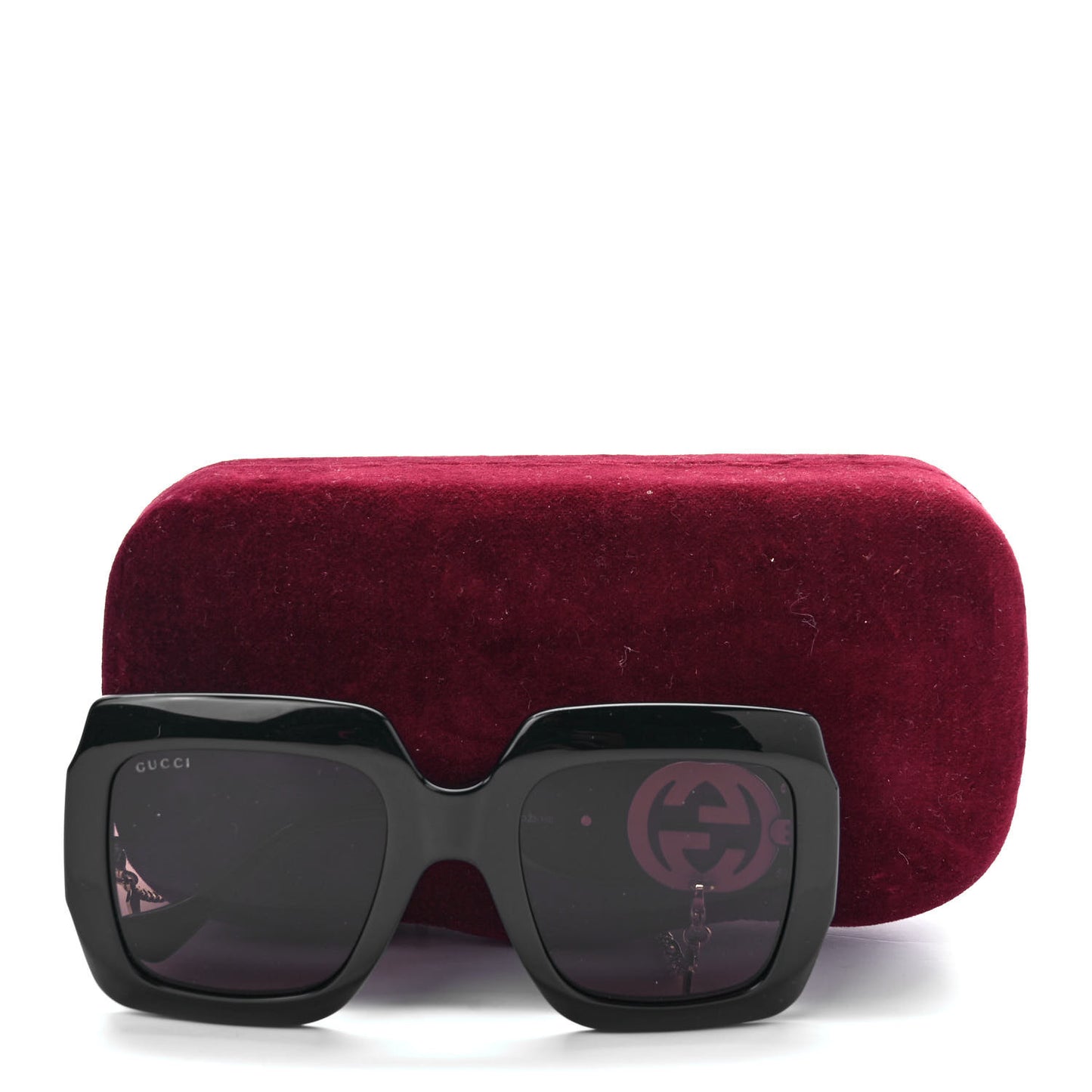 Acetate Square Frame Chain Sunglasses GG1022S Black