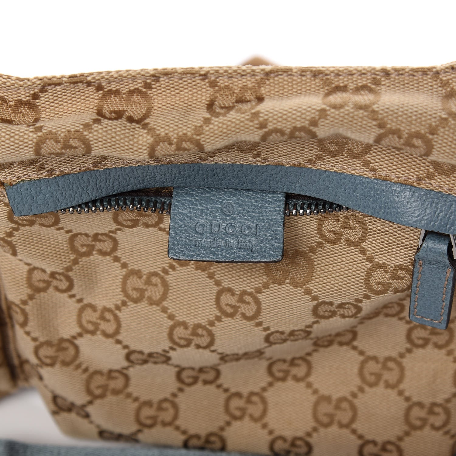 Gucci GG Monogram Web Double Pocket Belt Bag Blue 8 of 10