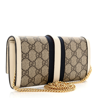 Gucci GG Supreme Monogram Textured Calfskin Web Jackie 1961 Chain Wallet Beige Ebony Mystic White 3 of 10