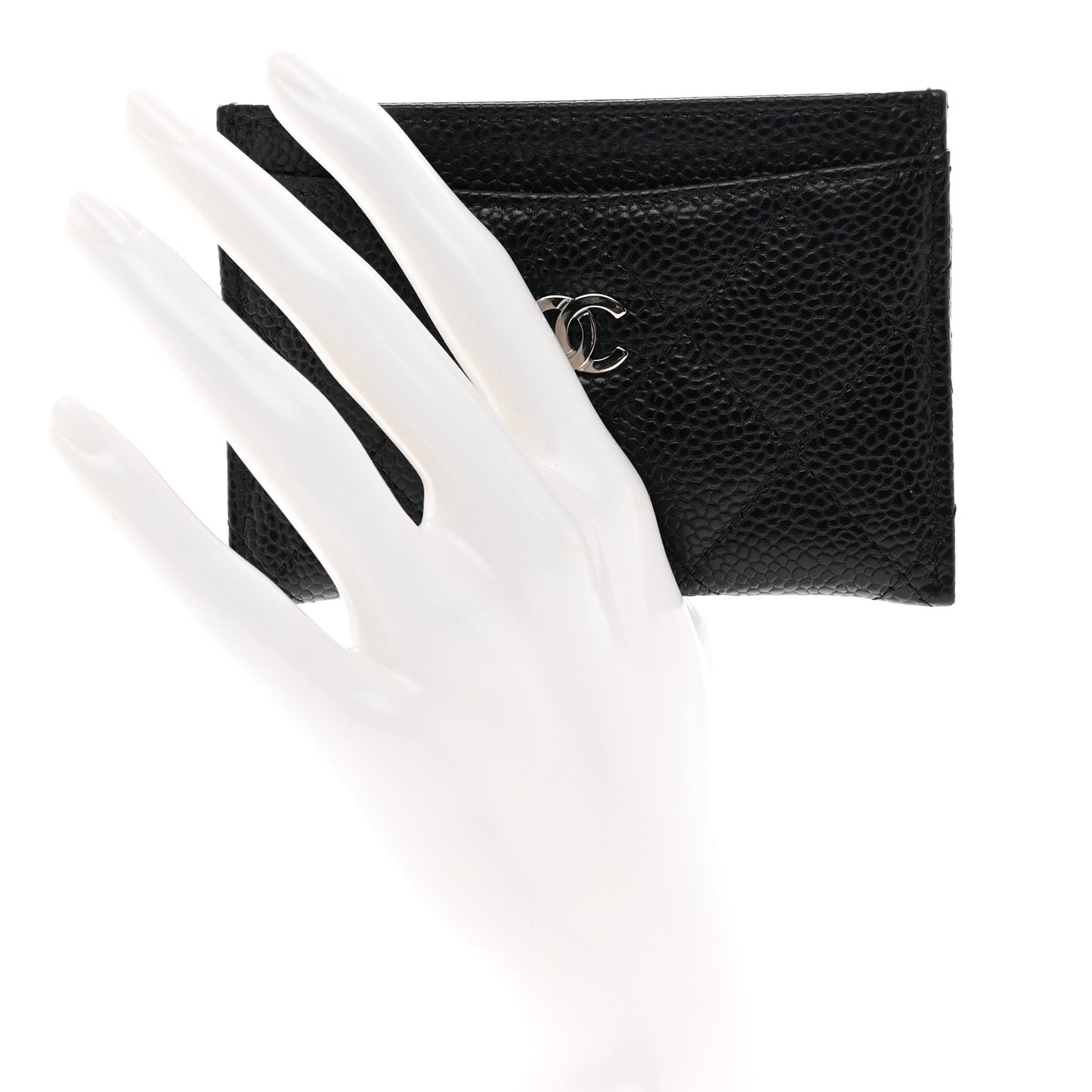 Caviar Quilted Card Holder Black