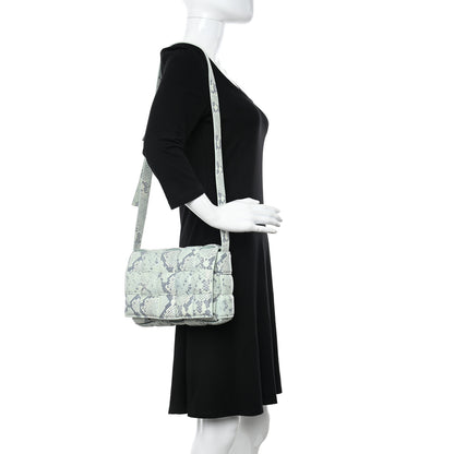 Bottega Veneta Goatskin Python Embossed Padded Cassette Crossbody Bag Dew Black Silver 2 of 13