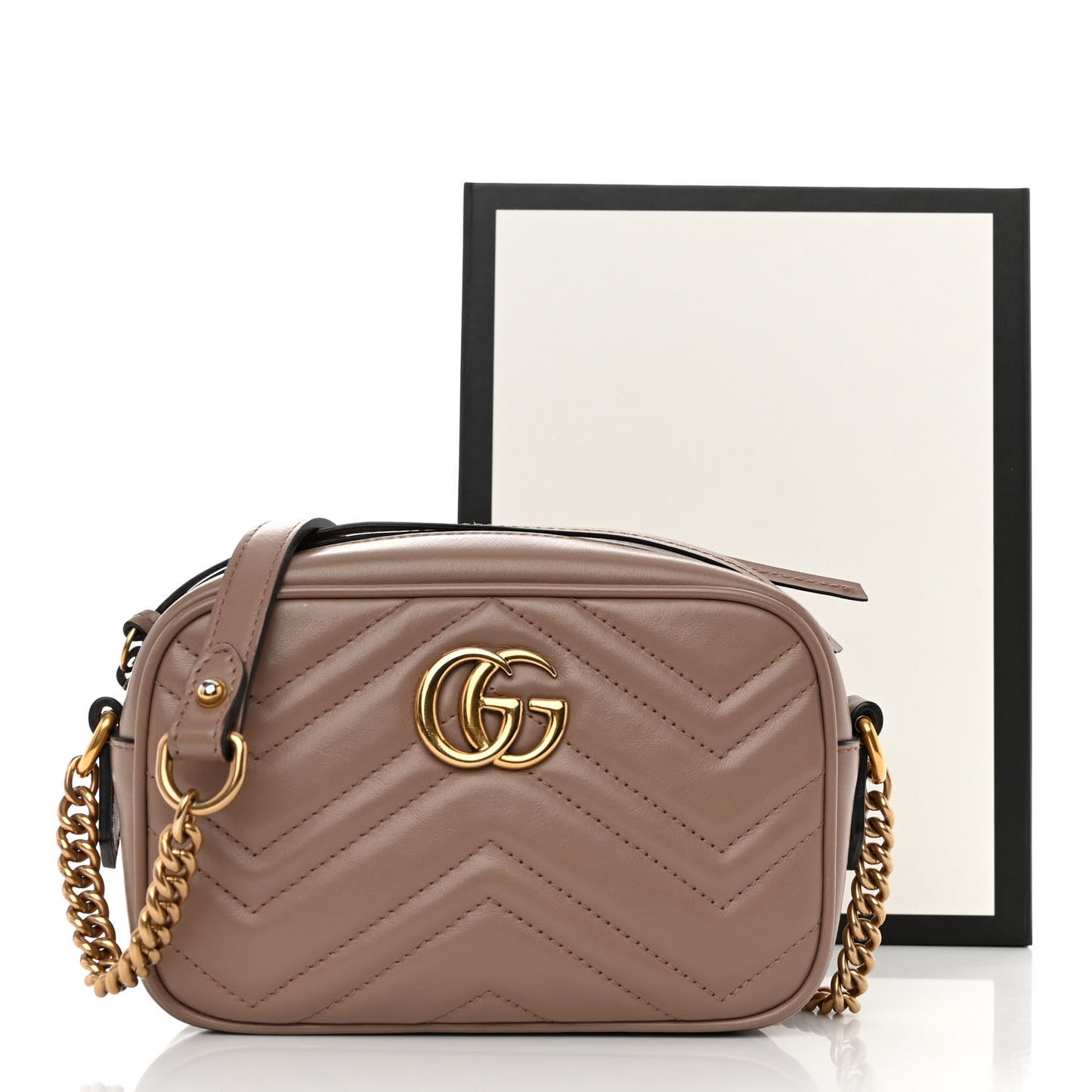 Calfskin Matelasse Mini GG Marmont Chain Shoulder Bag Porcelain Rose