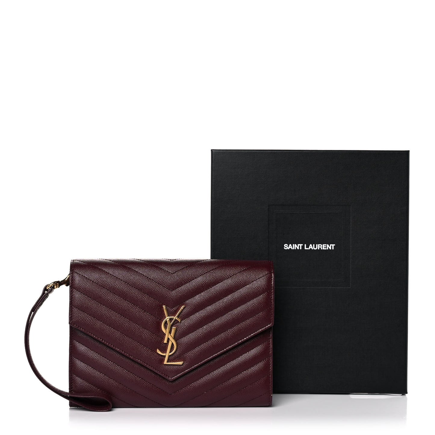 Grain De Poudre Matelasse Chevron Monogram Envelope Clutch Rouge Legion