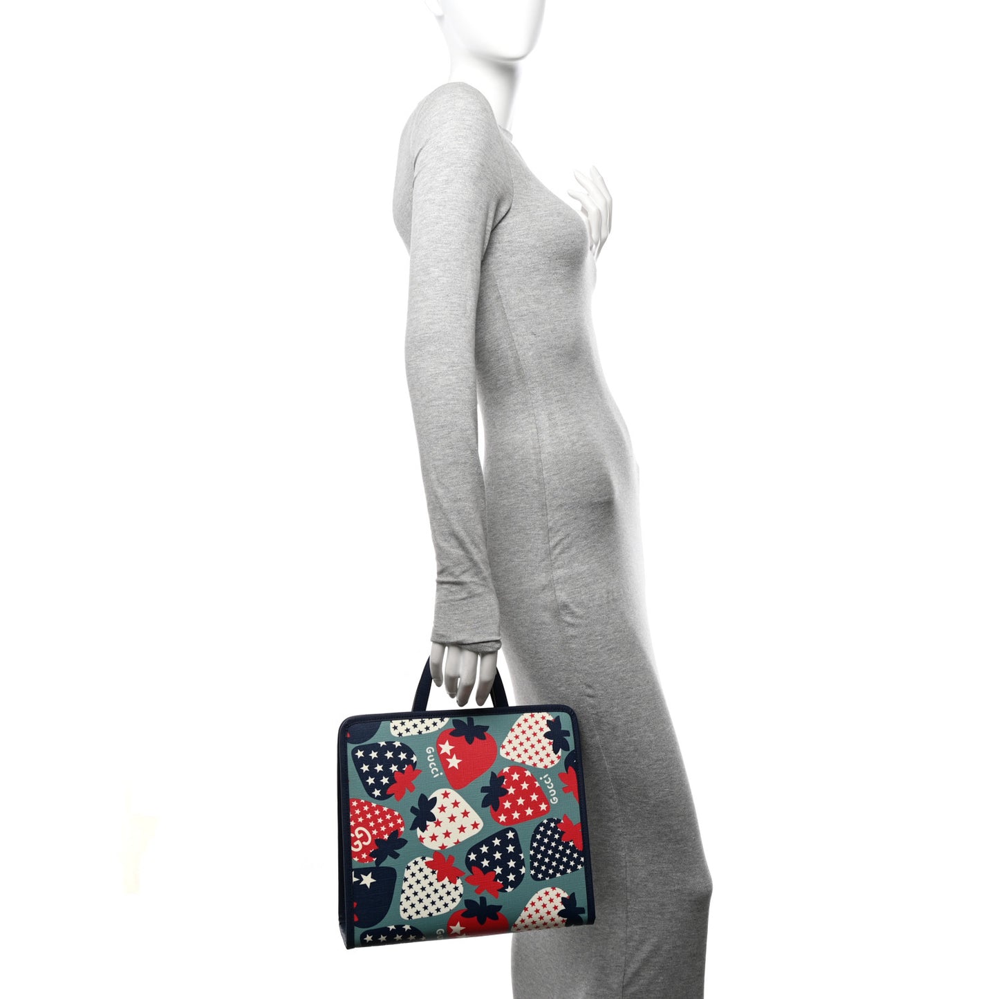 Coated Canvas Strawberry Stars Childrens Tote Red White Blue
