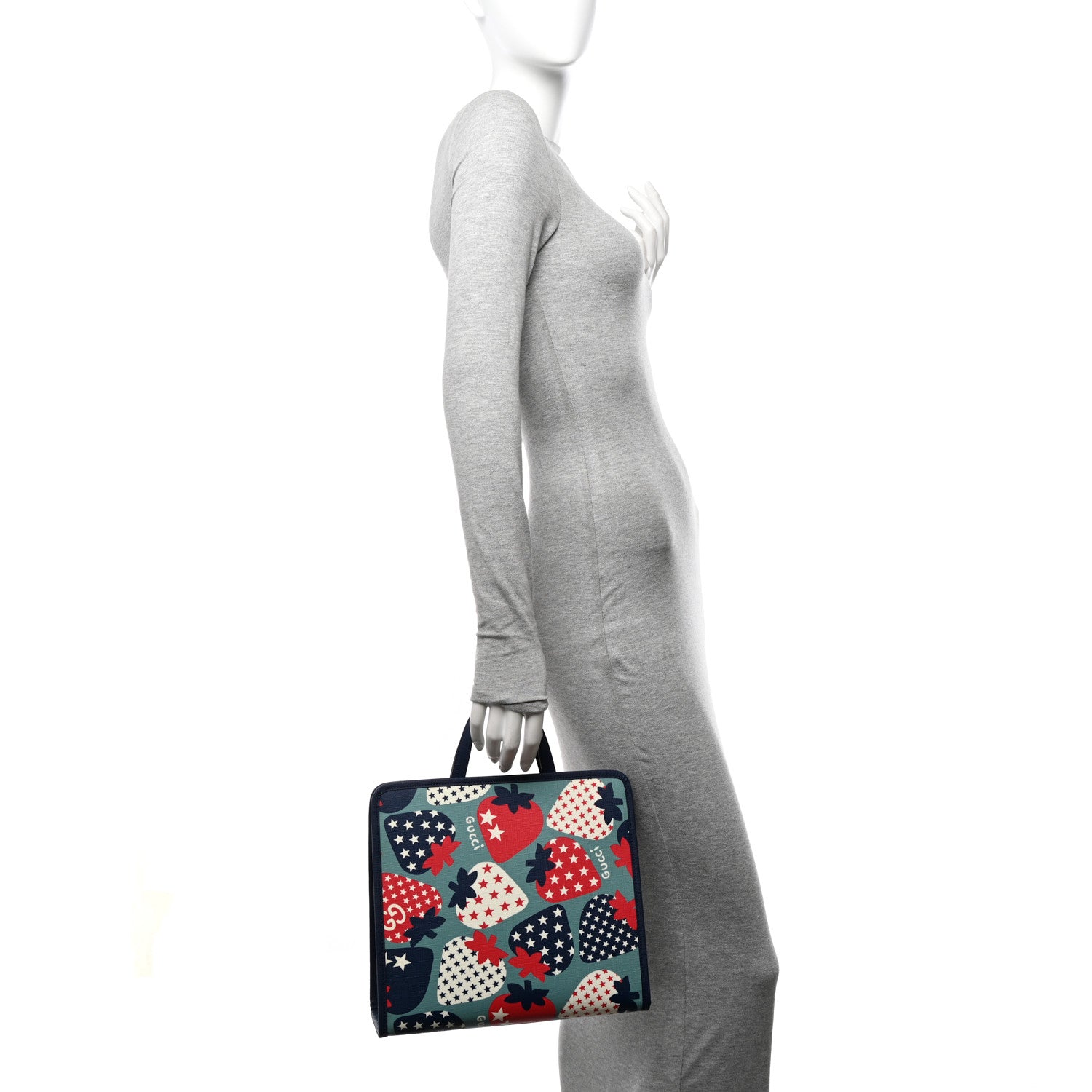 Gucci Coated Canvas Strawberry Stars Childrens Tote Red White Blue 2 of 10