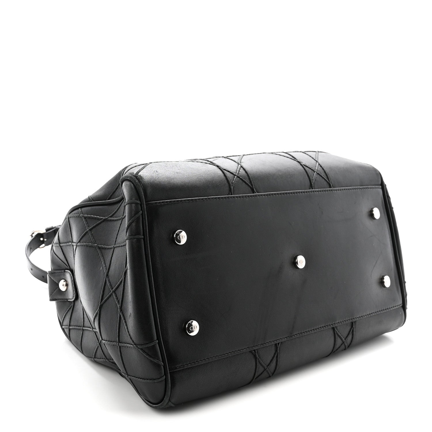 Christian Dior Lambskin Cannage Granville Polochon Black 4 of 10