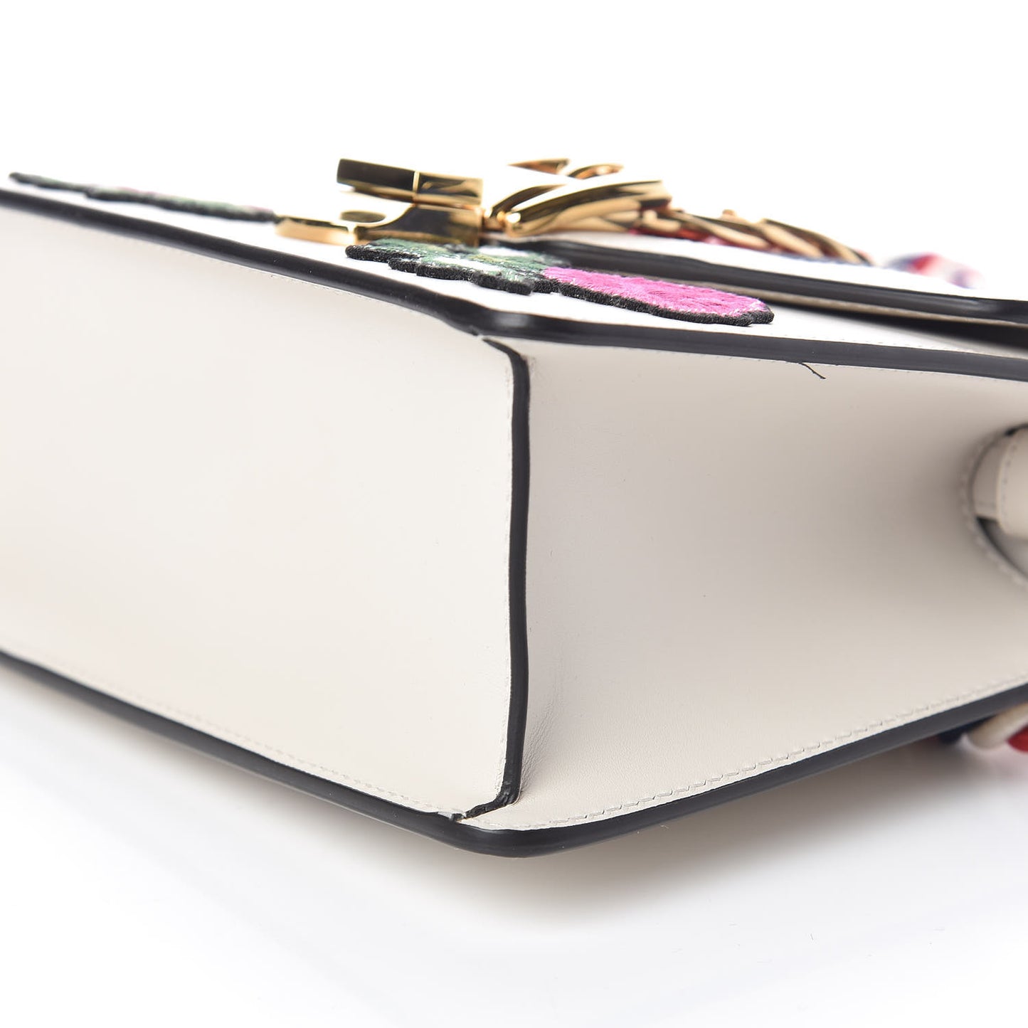 Calfskin Embroidered Mini Sylvie Top Handle Bag White