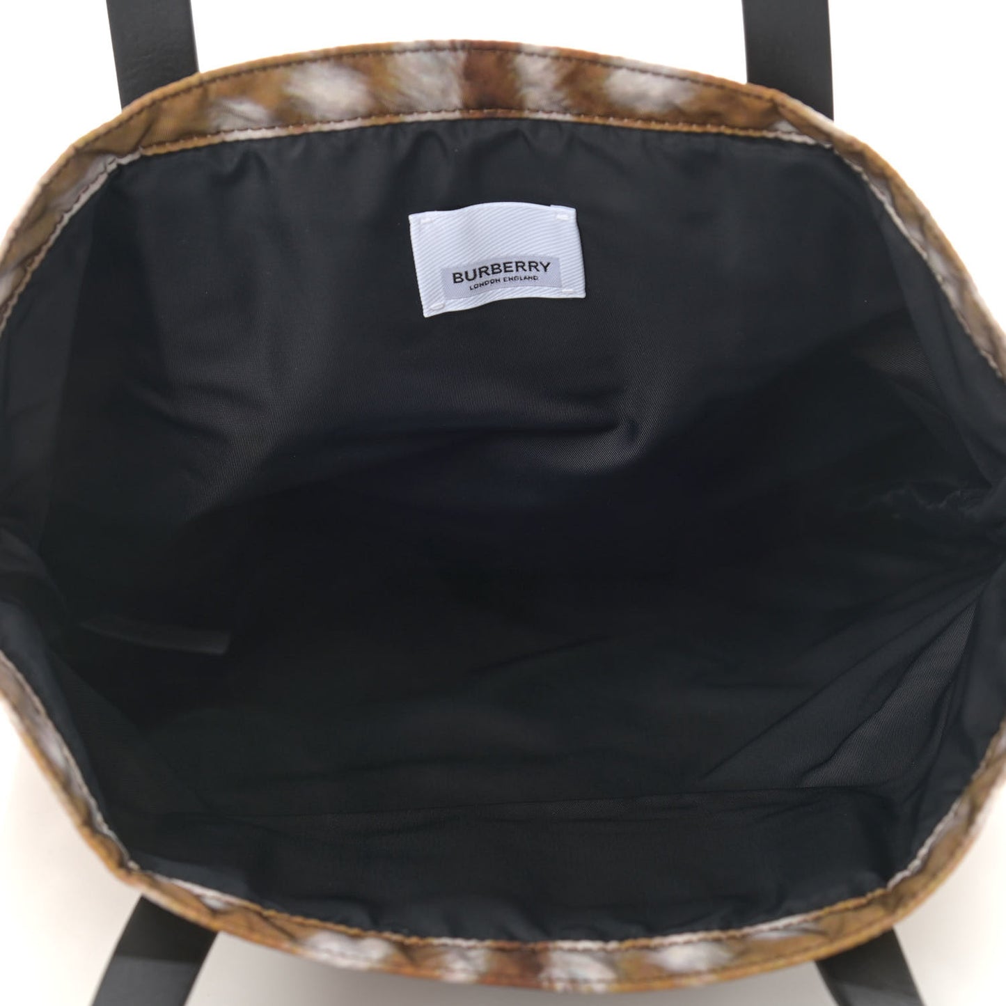 Nylon Deer Print Flat Tote Bag Black Brown