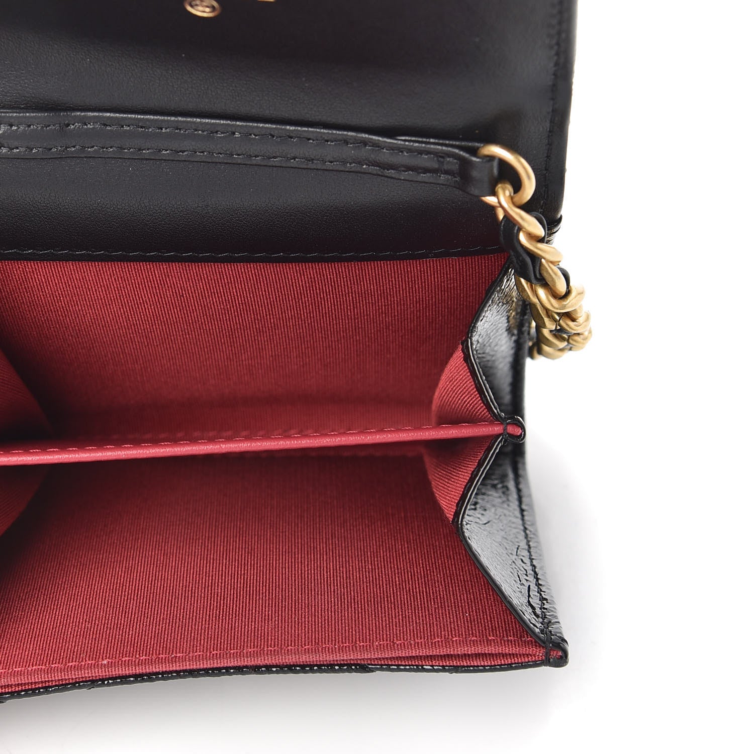 Chanel Shiny Crumpled Calfskin Quilted Chanel 19 Flap Coin Purse With Chain Black 5 of 10