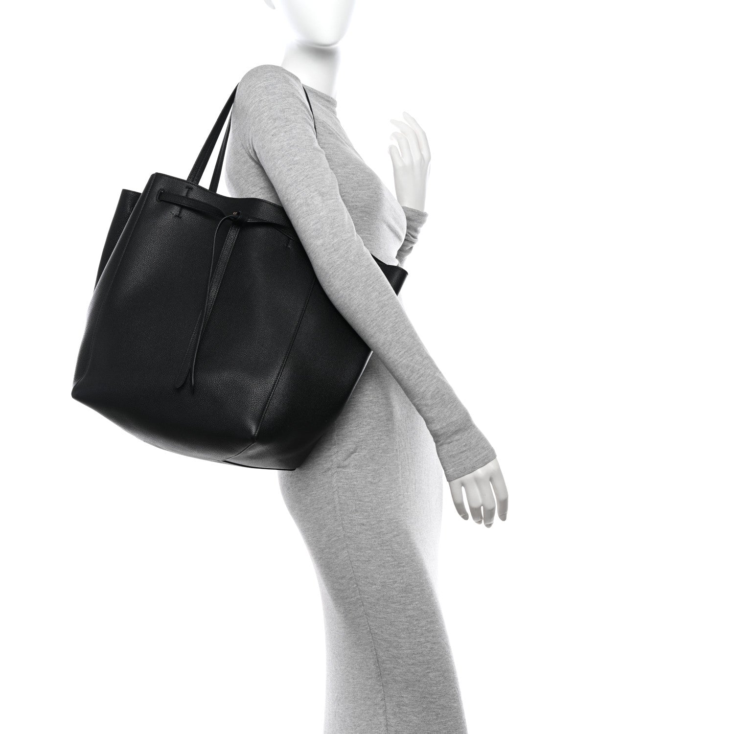 Celine Soft Grained Calfskin Medium Belt Cabas Phantom Black 2 of 16