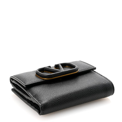 Valentino Garavani Grainy Calfskin VSling Compact Wallet Black 4 of 6
