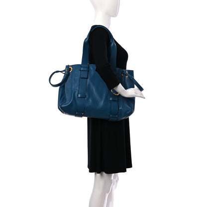 Chloe Smooth Calfskin Rose Embroidered Tao Zipped Tote Blue 2 of 15