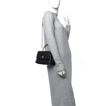 Chanel Shiny Calfskin Quilted Mini Coco Chain Gold Handle Flap Black 2 of 14
