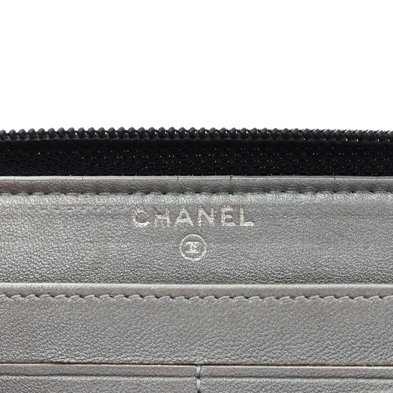 Chanel Lambskin Camellia Embossed Large Zip Around Gusset Wallet Black 6 of 10