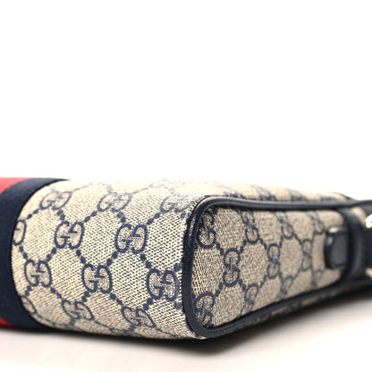 Gucci GG Supreme Monogram Textured Dollar Calfskin Web Small Ophidia Messenger Bag Beige Blue 10 of 10